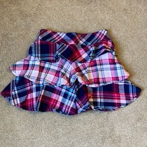 Girls Gymboree plaid tiered zip up skort